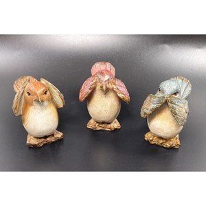 Birds Resin Figurine Tii Collections See Hear Speak No Evil Set Of 3 2 7/8” Tall